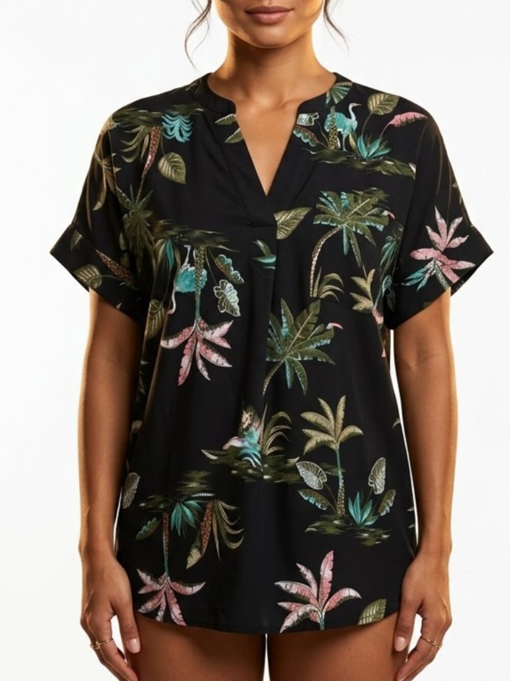 Old Navy Junglecore Lion Flamingo Print Top Black Safari Tropical Goth Dolman S